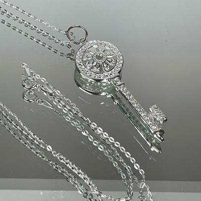 Sterling silver key necklace