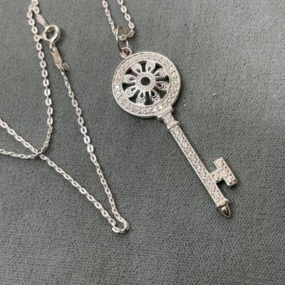 Sterling silver key necklace