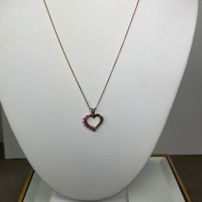 Vermeil Ruby heart pendant necklace