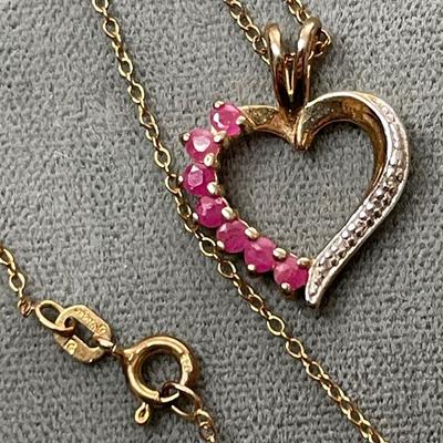 Vermeil Ruby heart pendant necklace