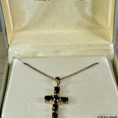 Vermeil and Sapphire cross necklace