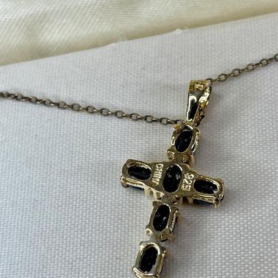 Vermeil and Sapphire cross necklace