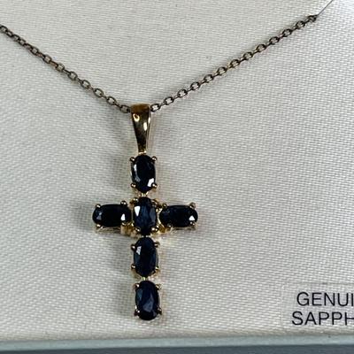 Vermeil and Sapphire cross necklace