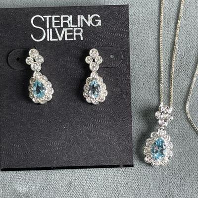 Sterling silver and Blue Topaz set