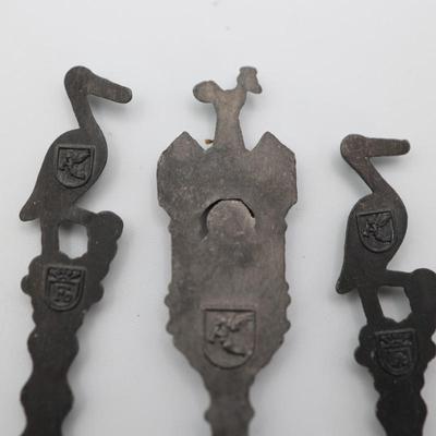 Vintage Pewter Spoons with Wood Wall Hanging Decor
