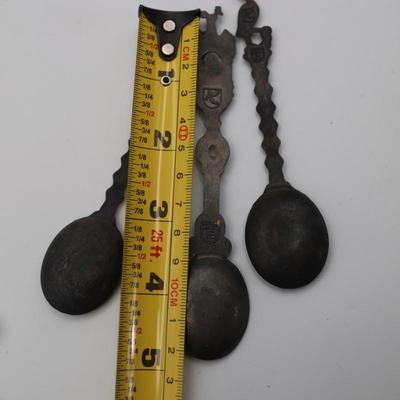 Vintage Pewter Spoons with Wood Wall Hanging Decor
