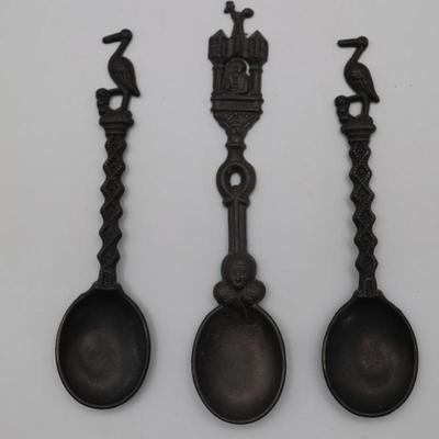Vintage Pewter Spoons with Wood Wall Hanging Decor