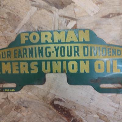 Farmers Union Oil Co Forman Metal Sign