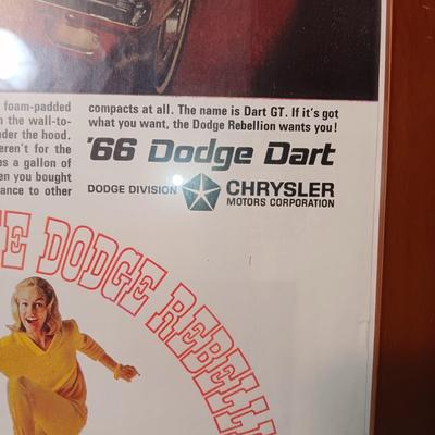 FRAMED CAR ADVERTISEMENT, 2 PHOTOS OF A CORVETTE AND A AUTO RACING YEARBOOK