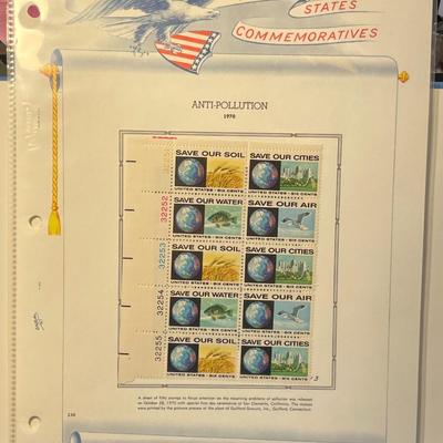 Anti-Pollution 1970 Mint Condition US Stamp Plate Block Page as Pictured. Only One $5 Shipping Charge for 1 or 100 Pages Won.