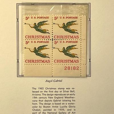 Christmas 1965 Mint Condition US Stamp Plate Block Page as Pictured. Only One $5 Shipping Charge for 1 or 100 Pages Won.