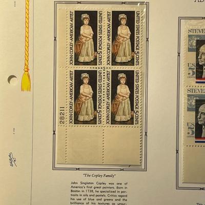 John Singleton Copley & Adlai Stevenson 1965 Mint Condition US Stamp Plate Blocks Page as Pictured. Only One $5 Shipping Charge for 1...