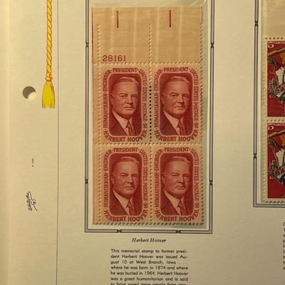 Herbert Hoover & Settlement of Florida 1965 Mint Condition US Stamp Plate Blocks Page as Pictured. Only One $5 Shipping Charge for 1...