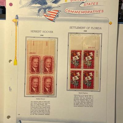 Herbert Hoover & Settlement of Florida 1965 Mint Condition US Stamp Plate Blocks Page as Pictured. Only One $5 Shipping Charge for 1...