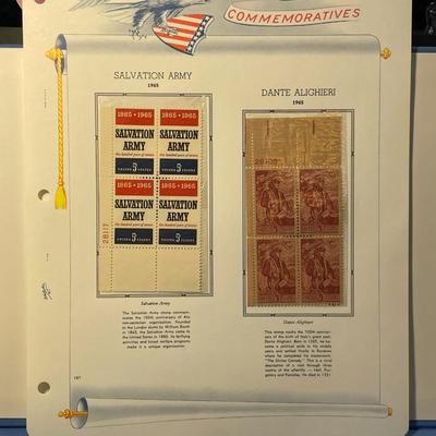 Salvation Army & Dante Alighieri 1965 Mint Condition US Stamp Plate Blocks Page as Pictured. Only One $5 Shipping Charge for 1 or 100...
