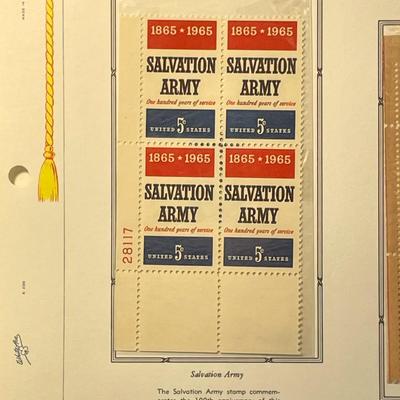 Salvation Army & Dante Alighieri 1965 Mint Condition US Stamp Plate Blocks Page as Pictured. Only One $5 Shipping Charge for 1 or 100...