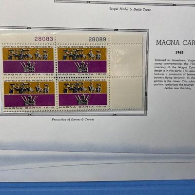 New Orleans & Magna Carta 1965 Mint Condition US Stamp Plate Blocks Page as Pictured. Only One $5 Shipping Charge for 1 or 100 Pages...