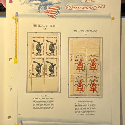 Physical Fitness & Cancer Crusade 1965 Mint Condition US Stamp Plate Blocks Page as Pictured. Only One $5 Shipping Charge for 1 or...