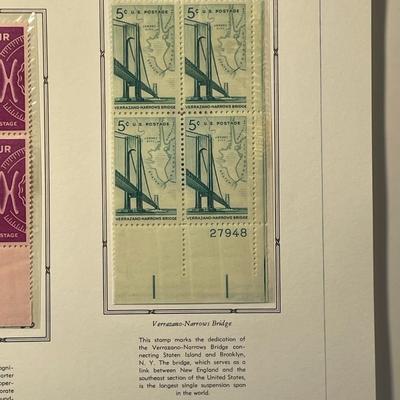 Radio Amateurs & Verrazzano Bridge 1964 Mint Condition US Stamp Plate Blocks Page as Pictured. Only One $5 Shipping Charge for 1 or...