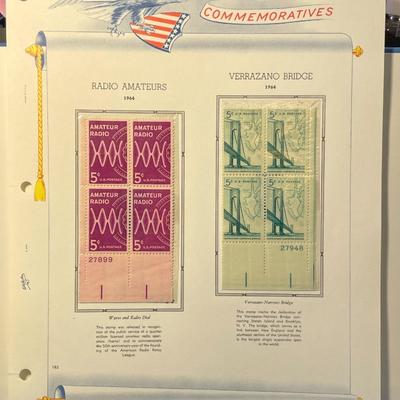 Radio Amateurs & Verrazzano Bridge 1964 Mint Condition US Stamp Plate Blocks Page as Pictured. Only One $5 Shipping Charge for 1 or...