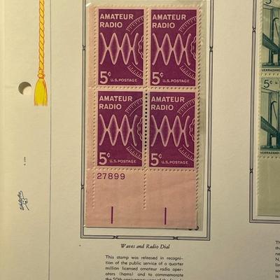 Radio Amateurs & Verrazzano Bridge 1964 Mint Condition US Stamp Plate Blocks Page as Pictured. Only One $5 Shipping Charge for 1 or...