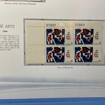 Christmas & Fine Arts 1964 Mint Condition US Stamp Plate Blocks Page as Pictured. Only One $5 Shipping Charge for 1 or 100 Pages Won.