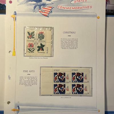 Christmas & Fine Arts 1964 Mint Condition US Stamp Plate Blocks Page as Pictured. Only One $5 Shipping Charge for 1 or 100 Pages Won.