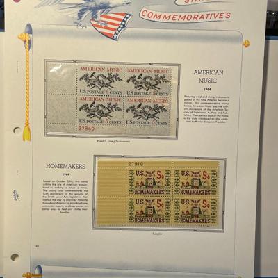 American Music & Homemakers 1964 Mint Condition US Stamp Plate Blocks Page as Pictured. Only One $5 Shipping Charge for 1 or 100...