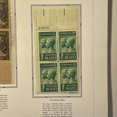 William Shakespeare & Doctors Mayo 1964 Mint Condition US Stamp Plate Blocks Page as Pictured. Only One $5 Shipping Charge for 1 or...