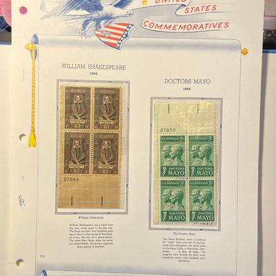 William Shakespeare & Doctors Mayo 1964 Mint Condition US Stamp Plate Blocks Page as Pictured. Only One $5 Shipping Charge for 1 or...