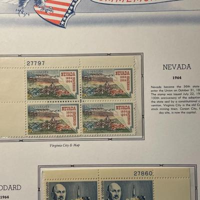 Nevada & Goddard 1964 Mint Condition US Stamp Plate Blocks Page as Pictured. Only One $5 Shipping Charge for 1 or 100 Pages Won.