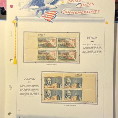 Nevada & Goddard 1964 Mint Condition US Stamp Plate Blocks Page as Pictured. Only One $5 Shipping Charge for 1 or 100 Pages Won.