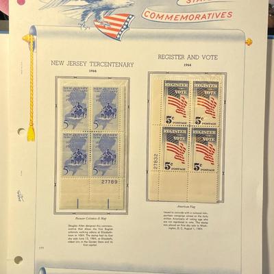 New Jersey Tercentenary & Register and Vote 1964 Mint Condition US Stamp Plate Blocks Page as Pictured. Only One $5 Shipping Charge...