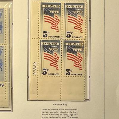 New Jersey Tercentenary & Register and Vote 1964 Mint Condition US Stamp Plate Blocks Page as Pictured. Only One $5 Shipping Charge...