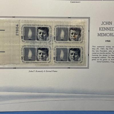Battle of the Wilderness & John F. Kennedy Memorial 1964 Mint Condition US Stamp Plate Blocks Page as Pictured. Only One $5 Shipping...
