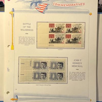 Battle of the Wilderness & John F. Kennedy Memorial 1964 Mint Condition US Stamp Plate Blocks Page as Pictured. Only One $5 Shipping...
