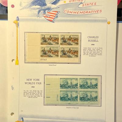 Charles Russell & New York World's Fair 1964 Mint Condition US Stamp Plate Blocks Page as Pictured. Only One $5 Shipping Charge...