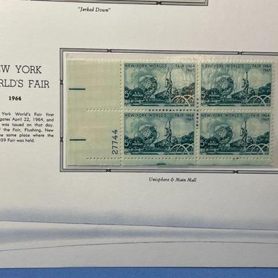Charles Russell & New York World's Fair 1964 Mint Condition US Stamp Plate Blocks Page as Pictured. Only One $5 Shipping Charge...