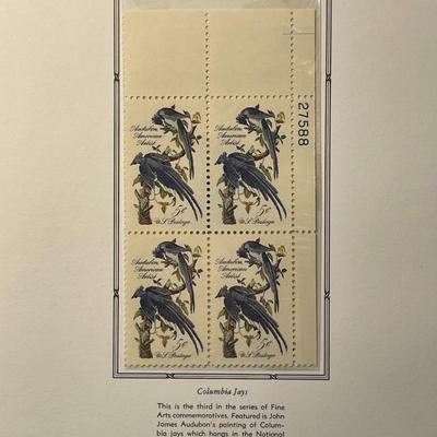 John James Audubon 1963 Mint Condition US Stamp Plate Block Page as Pictured. Only One $5 Shipping Charge for 1 or 100 Pages Won.