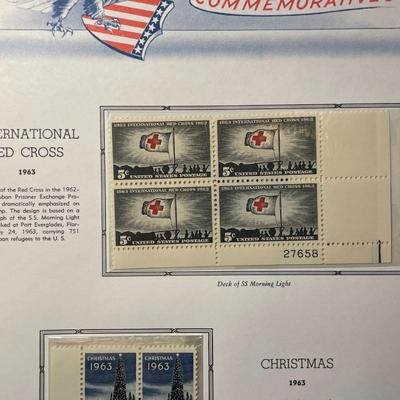 International Red Cross & Christmas 1963 Mint Condition US Stamp Plate Blocks Page as Pictured. Only One $5 Shipping Charge for 1 or...