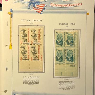 City Mail Delivery & Cordell Hull 1963 Mint Condition US Stamp Plate Blocks Page as Pictured. Only One $5 Shipping Charge for 1 or...