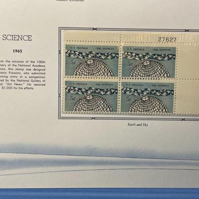 Eleanor Roosevelt & Science 1963 Mint Condition US Stamp Plate Blocks Page as Pictured. Only One $5 Shipping Charge for 1 or 100...