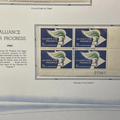 Emancipation Proclamation & Alliance for Progress 1963 Mint Condition US Stamp Plate Blocks Page as Pictured. Only One $5 Shipping...