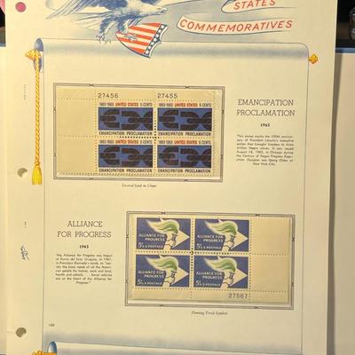 Emancipation Proclamation & Alliance for Progress 1963 Mint Condition US Stamp Plate Blocks Page as Pictured. Only One $5 Shipping...