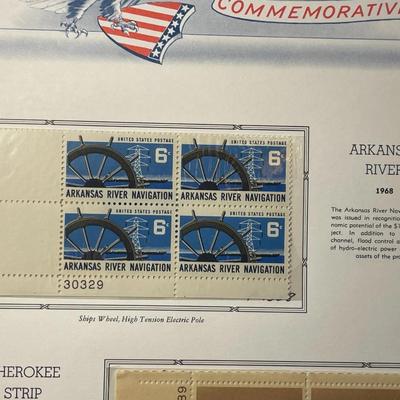 Arkansas River & Cherokee Strip 1968 Mint Condition US Stamp Plate Blocks Page as Pictured. Only One $5 Shipping Charge for 1 or 100...