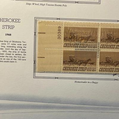 Arkansas River & Cherokee Strip 1968 Mint Condition US Stamp Plate Blocks Page as Pictured. Only One $5 Shipping Charge for 1 or 100...