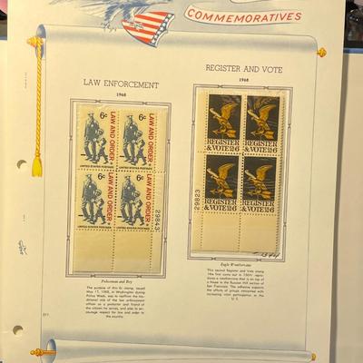 Law Enforcement & Register and Vote 1968 Mint Condition US Stamp Plate Blocks Page as Pictured. Only One $5 Shipping Charge for 1 or...