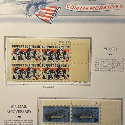 Youth & Air Mail Anniversary 1968 Mint Condition US Stamp Plate Blocks Page as Pictured. Only One $5 Shipping Charge for 1 or 100...