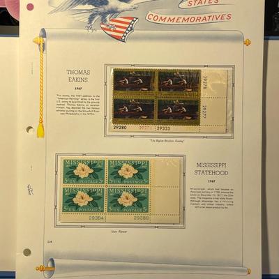 Thomas Eakins & Mississippi Statehood 1967 Mint Condition US Stamp Plate Blocks Page as Pictured. Only One $5 Shipping Charge for 1...