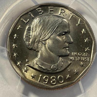 SCARCE PCGS CERTIFIED 1980-D MS67 SUSAN B. ANTHONY DOLLAR FRESHLY GRADED. FREE DOMESTIC SHIPPING.